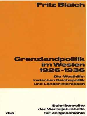 cover image of Grenzlandpolitik im Westen 1926-1936